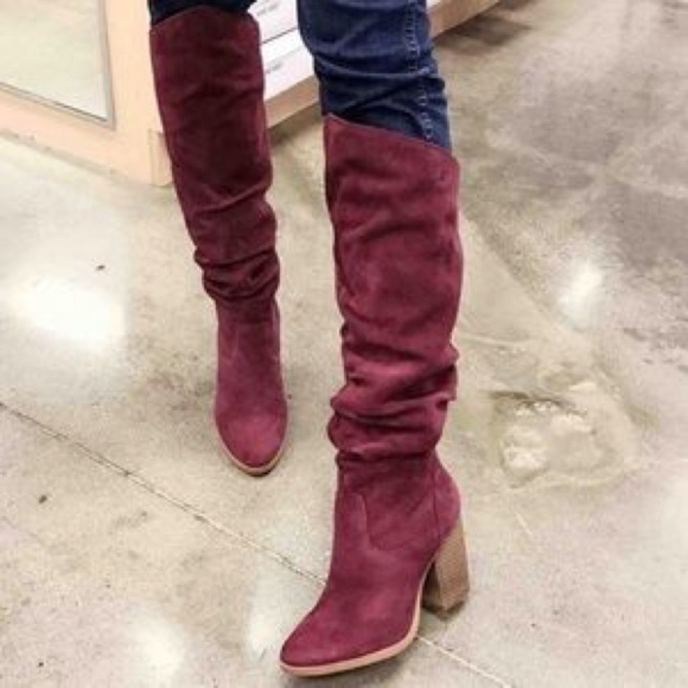Nine West Wine Suede Boots